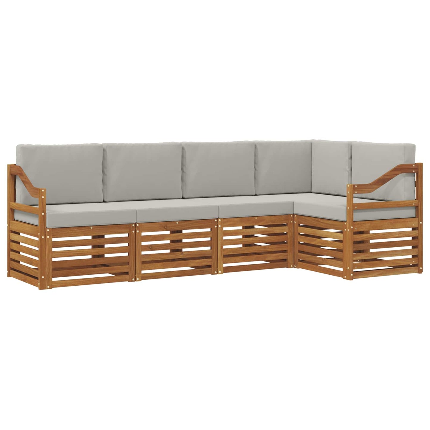 Set divani con cuscino 5 pcs Grigio Naturale e Chiaro