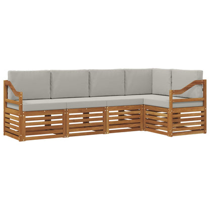 Set divani con cuscino 5 pcs Grigio Naturale e Chiaro