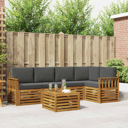 Set divani 6 pcs Naturale e Antracite Legno di Acacia Massello