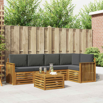 Set divani 6 pcs Naturale e Antracite Legno di Acacia Massello