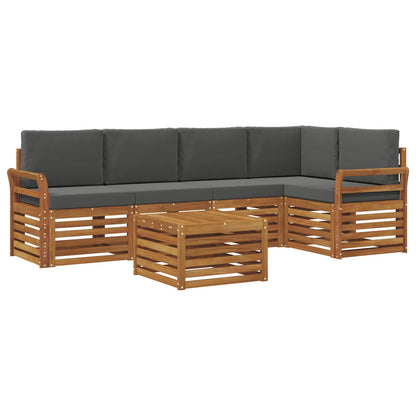 Set divani 6 pcs Naturale e Antracite Legno di Acacia Massello