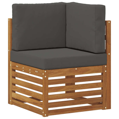 Set divani 6 pcs Naturale e Antracite Legno di Acacia Massello