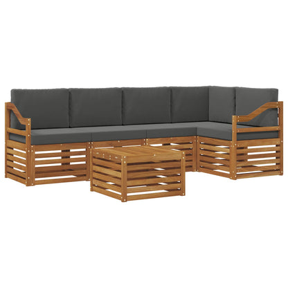 Set divani 6 pcs Naturale e Antracite Legno di Acacia Massello