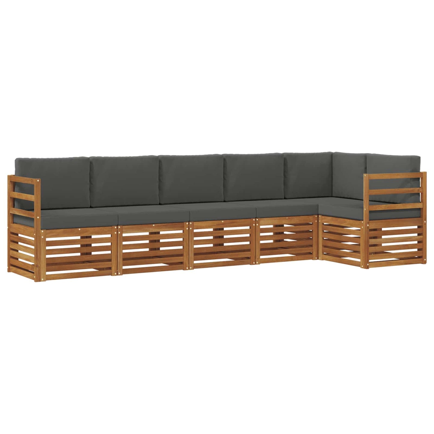 Set divani 6 pcs Naturale e Antracite Legno di Acacia Massello