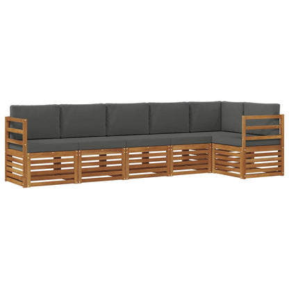 Set divani 6 pcs Naturale e Antracite Legno di Acacia Massello