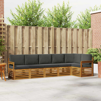 Set divani 6 pcs Naturale e Antracite Legno di Acacia Massello
