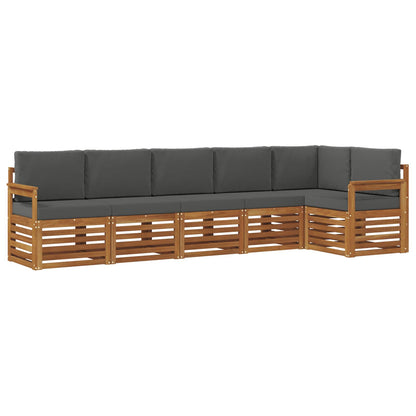 Set divani 6 pcs Naturale e Antracite Legno di Acacia Massello