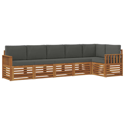 Set divani 6 pcs Naturale e Antracite Legno di Acacia Massello