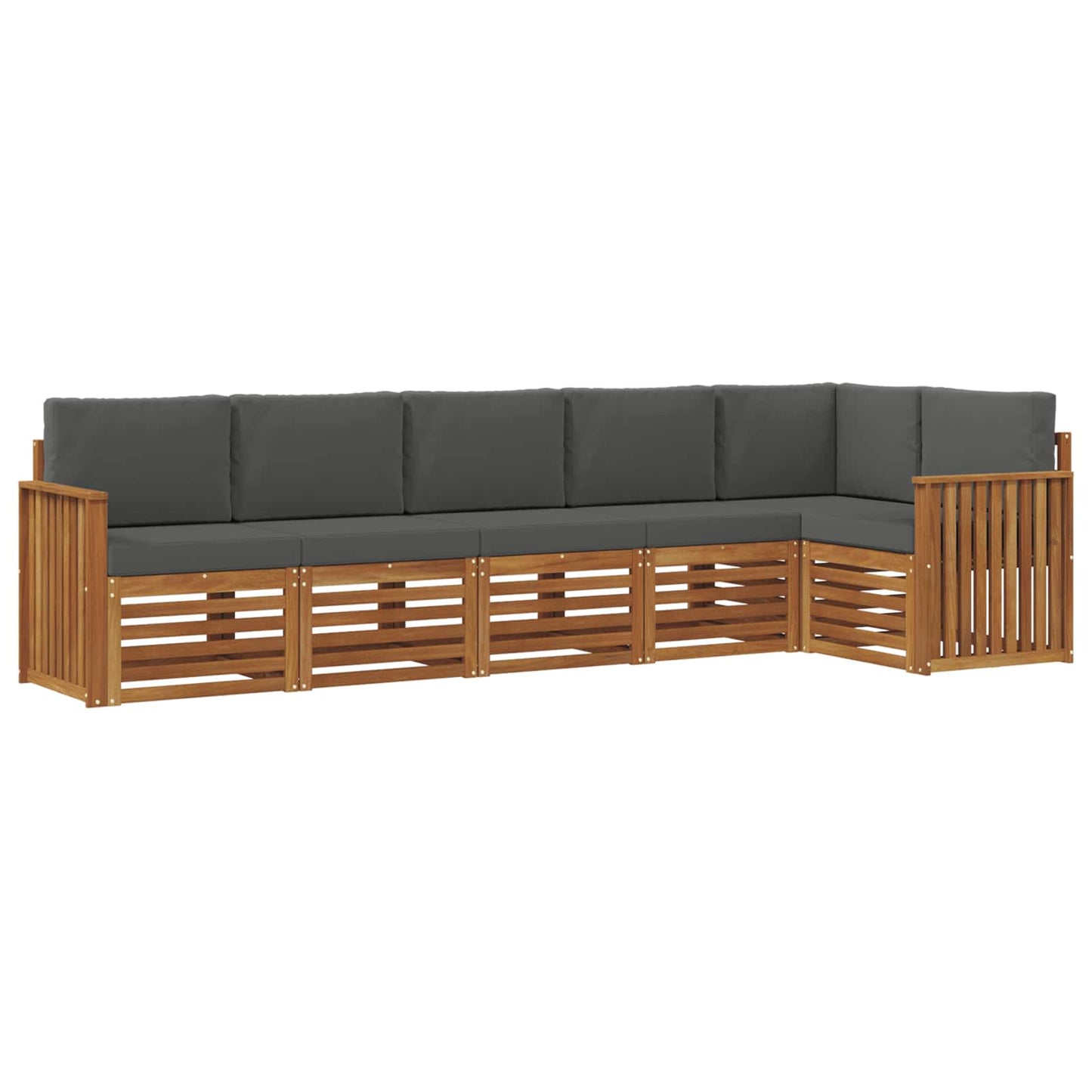 Set divani 6 pcs Naturale e Antracite Legno di Acacia Massello