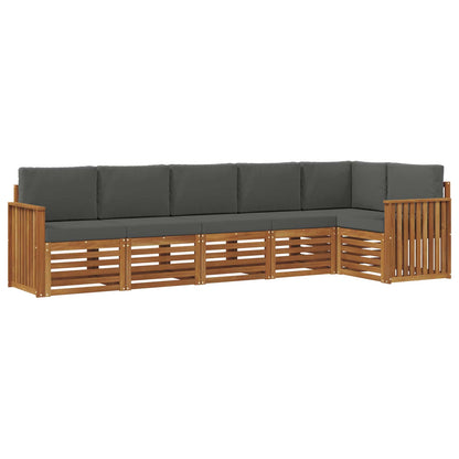 Set divani 6 pcs Naturale e Antracite Legno di Acacia Massello