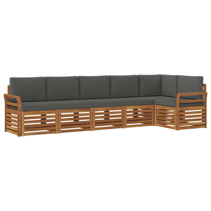 Set divani 6 pcs Naturale e Antracite Legno di Acacia Massello