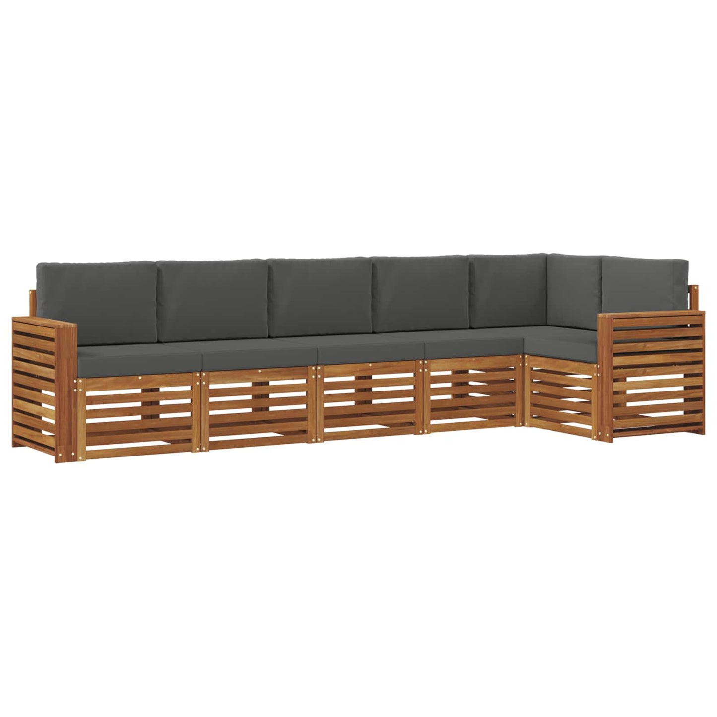 Set divani 6 pcs Naturale e Antracite Legno di Acacia Massello