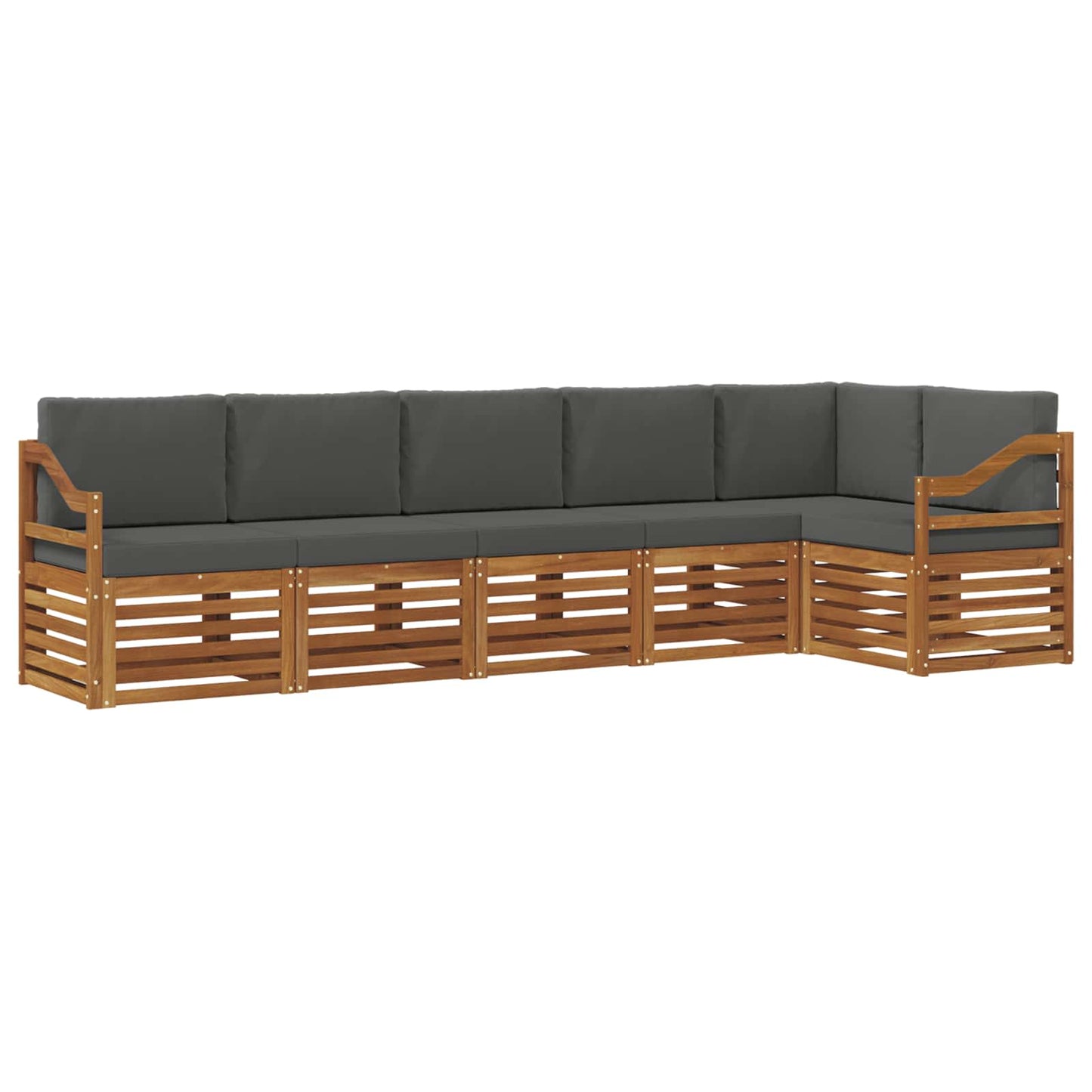 Set divani 6 pcs Naturale e Antracite Legno di Acacia Massello