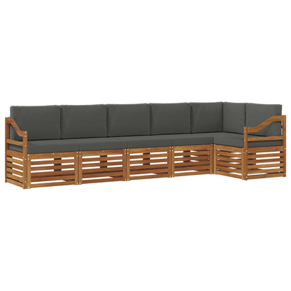 Set divani 6 pcs Naturale e Antracite Legno di Acacia Massello