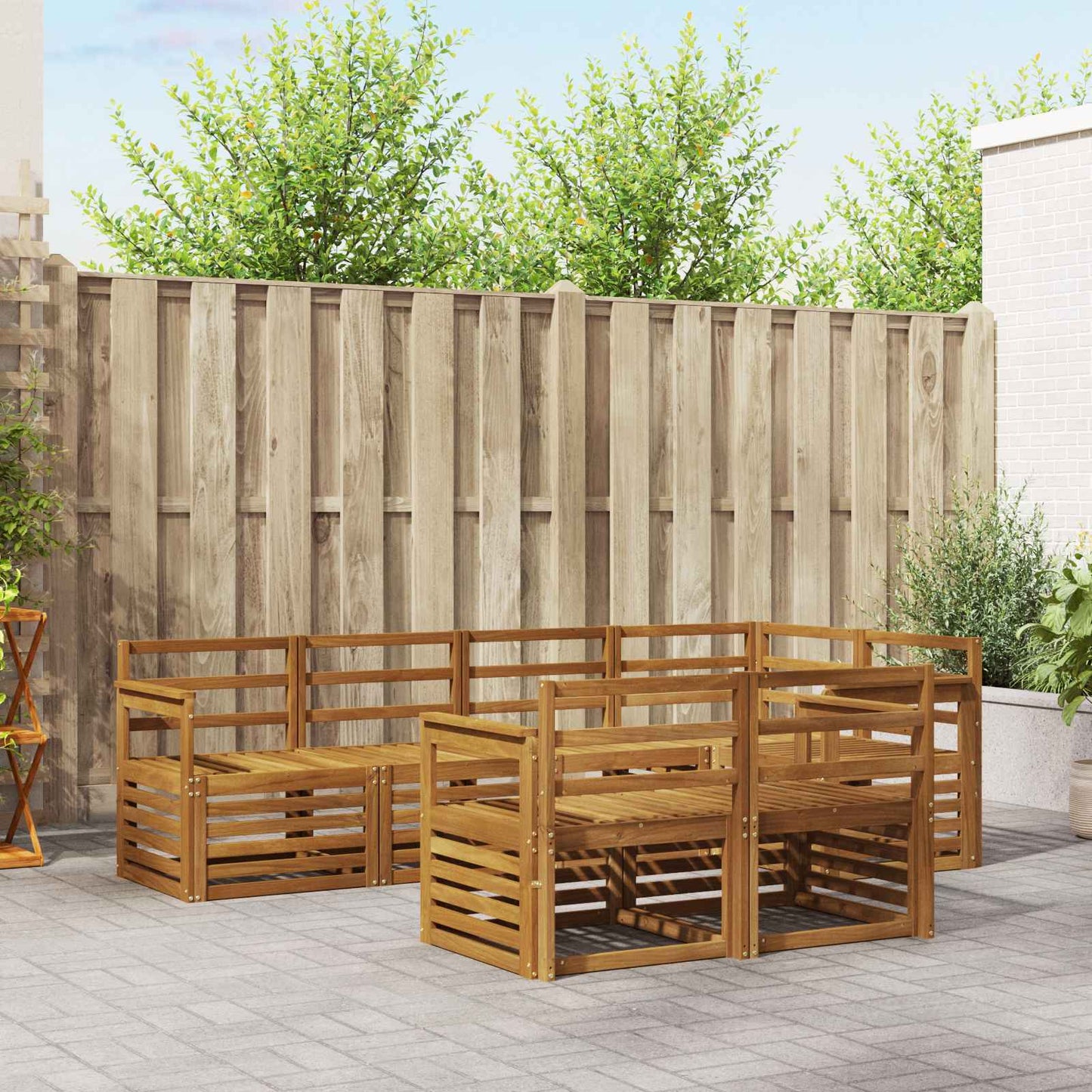Set divani 7 pcs Naturale Legno di Acacia Massello