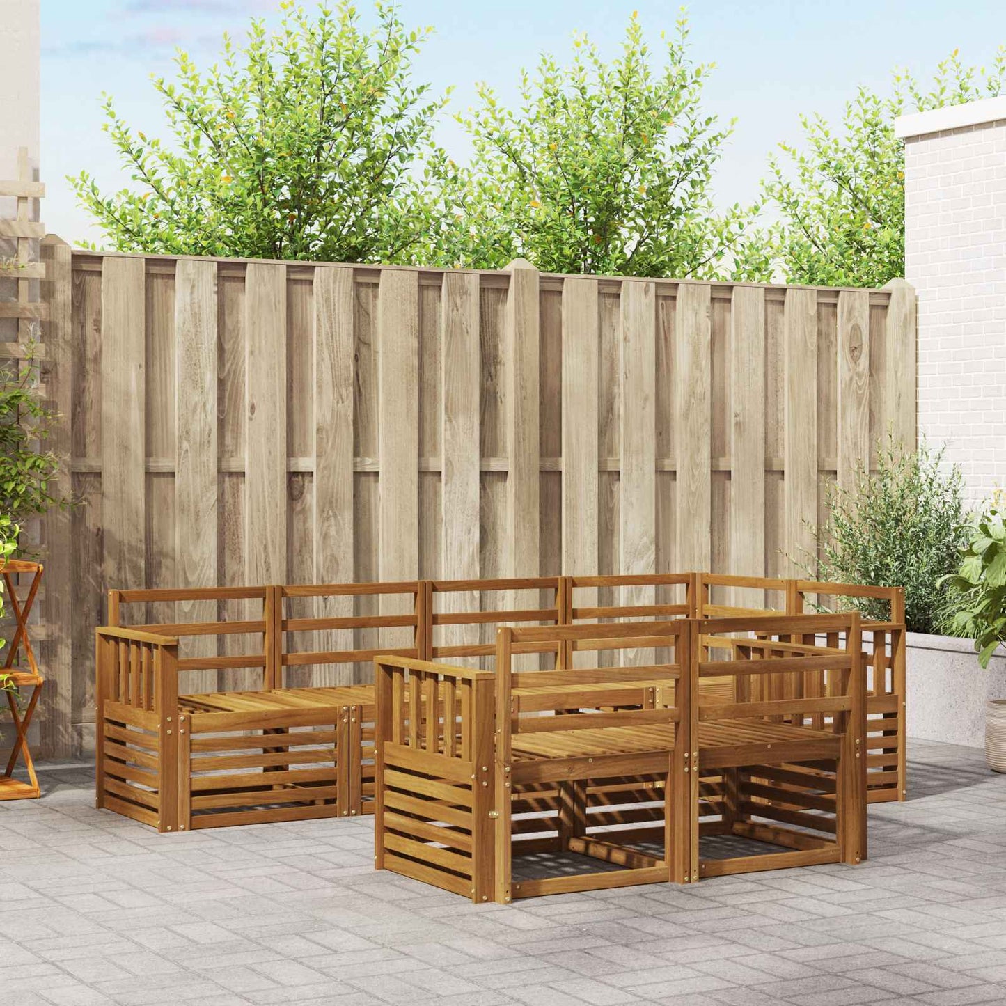 Set divani 7 pcs Naturale Legno di Acacia Massello