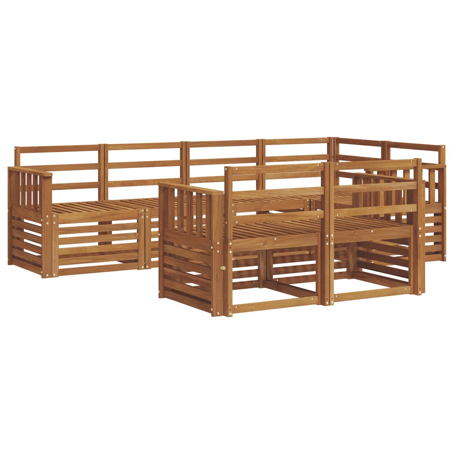 Set divani 7 pcs Naturale Legno di Acacia Massello