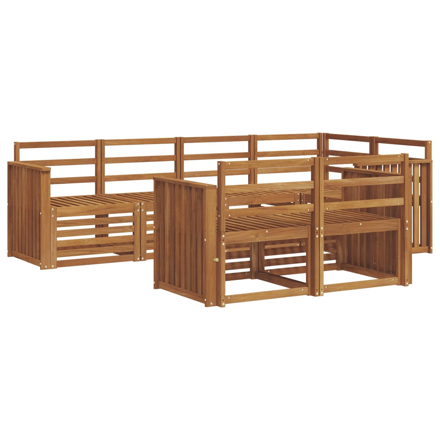 Set divani 7 pcs Naturale Legno di Acacia Massello