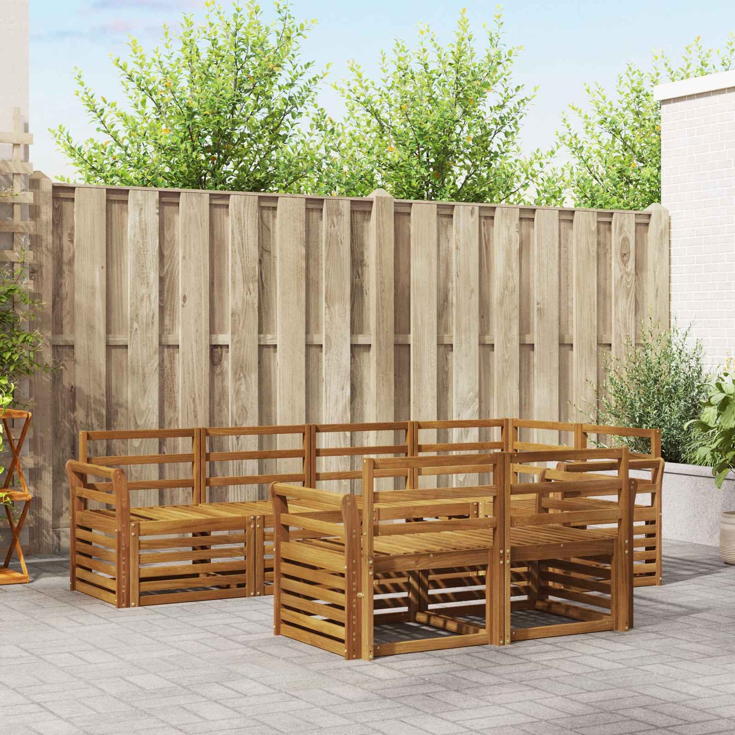 Set divani 7 pcs Naturale Legno di Acacia Massello