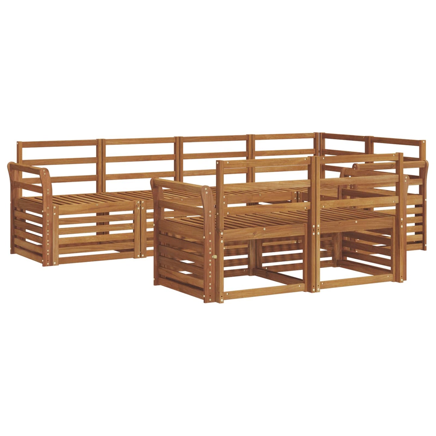 Set divani 7 pcs Naturale Legno di Acacia Massello