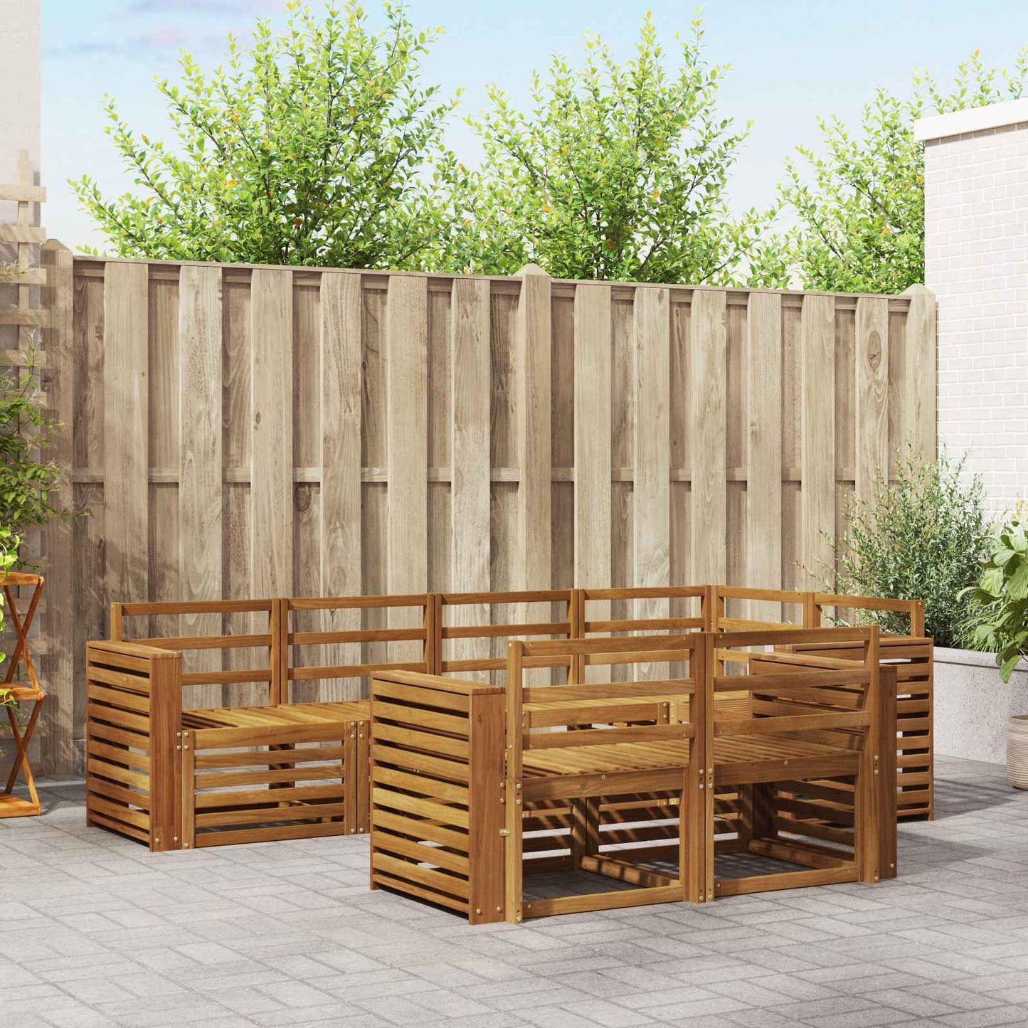 Set divani 7 pcs Naturale Legno di Acacia Massello