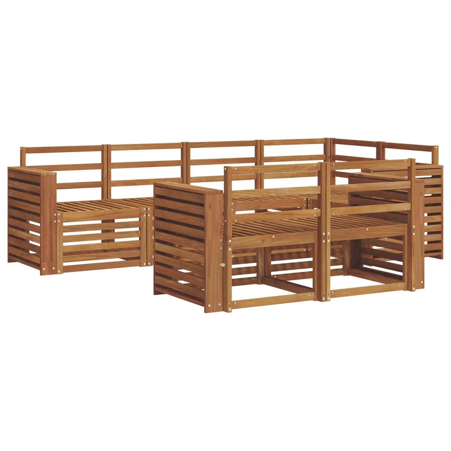 Set divani 7 pcs Naturale Legno di Acacia Massello