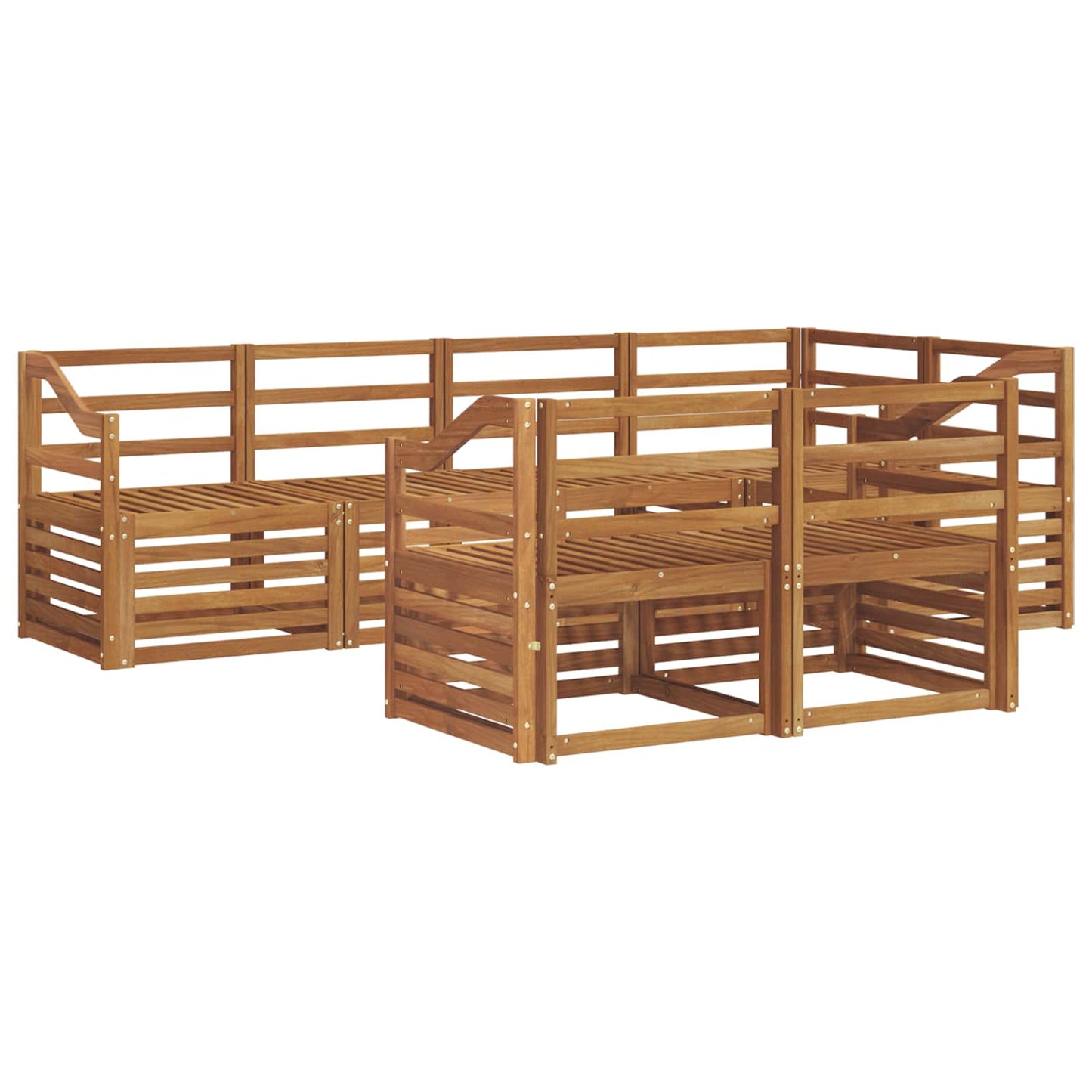 Set divani 7 pcs Naturale Legno di Acacia Massello
