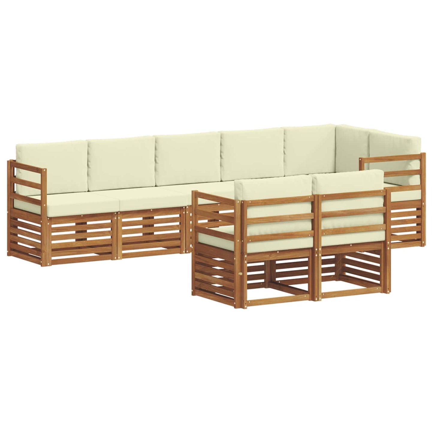 Set divani 8 pcs Naturale e Crema Legno di Acacia Massello