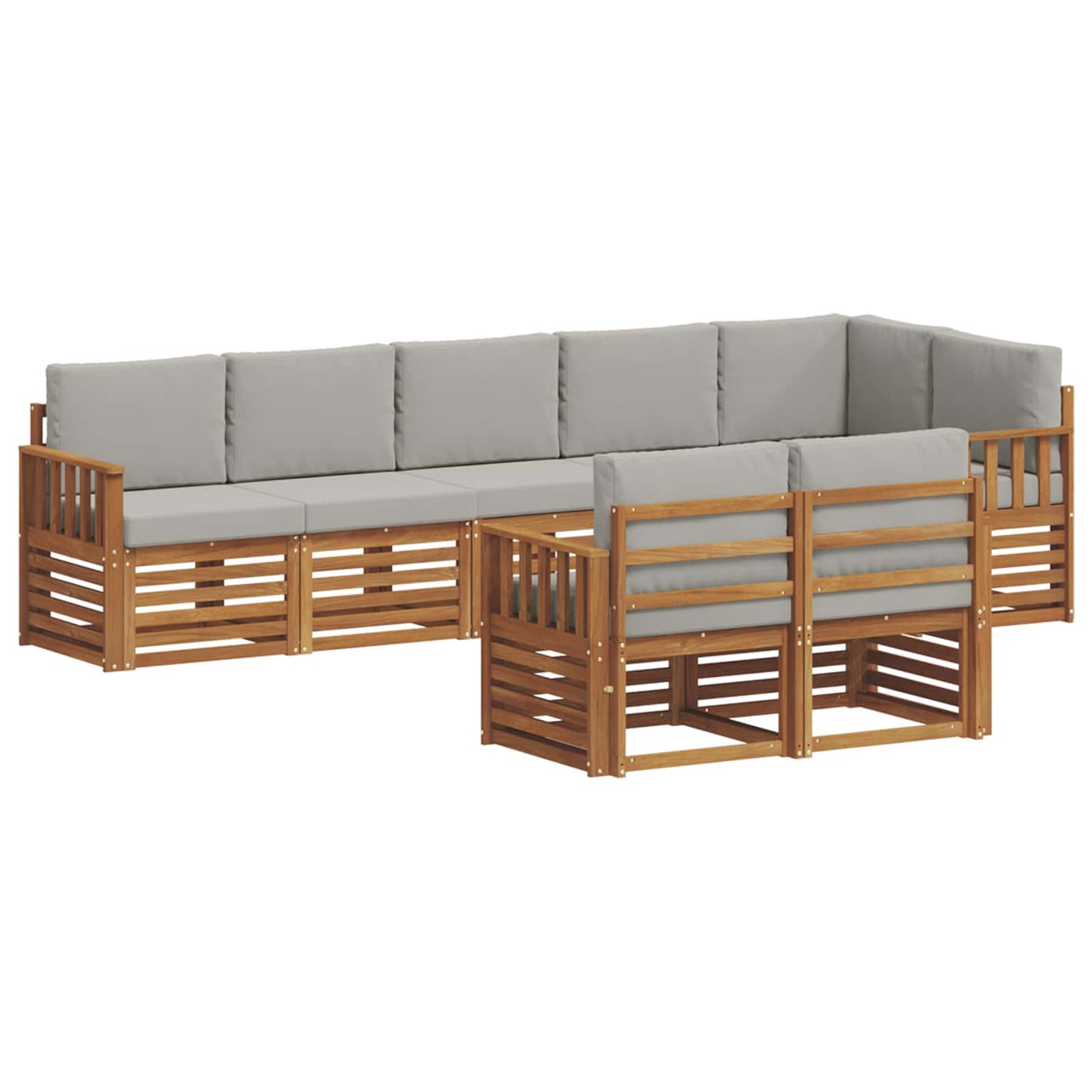 Set divani con cuscino 8 pcs Grigio Naturale e Chiaro