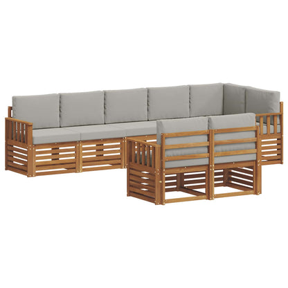 Set divani con cuscino 8 pcs Grigio Naturale e Chiaro