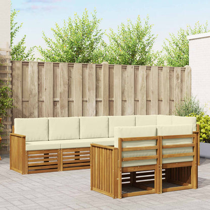 Set divani 8 pcs Naturale e Crema Legno di Acacia Massello