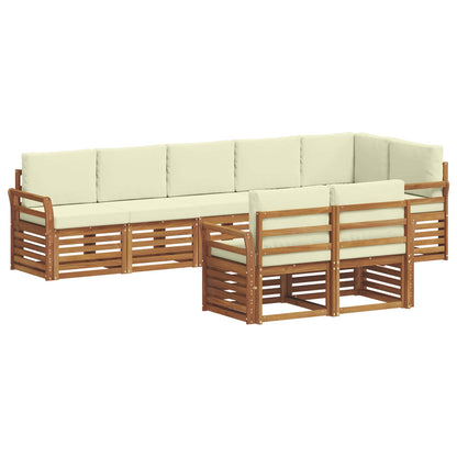 Set divani 8 pcs Naturale e Crema Legno di Acacia Massello
