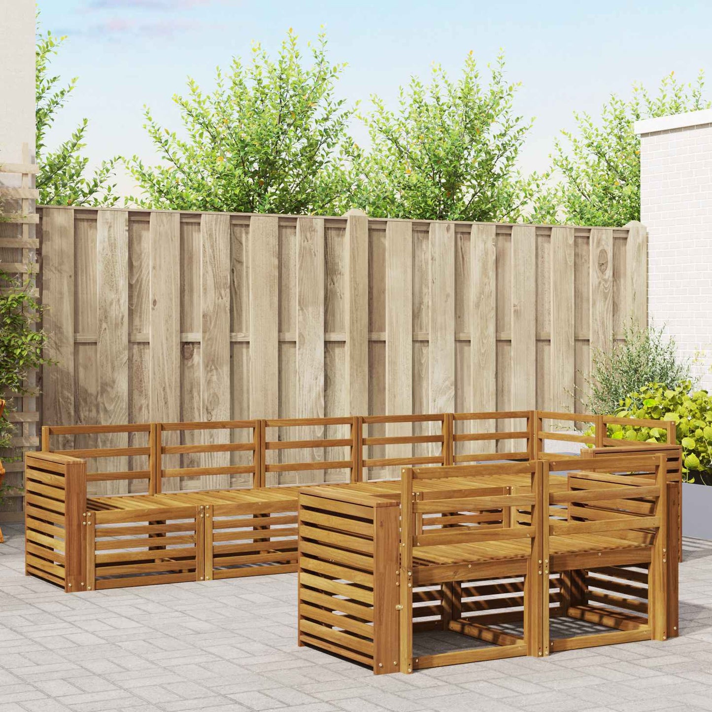 Set divani 8 pcs Naturale Legno di Acacia Massello