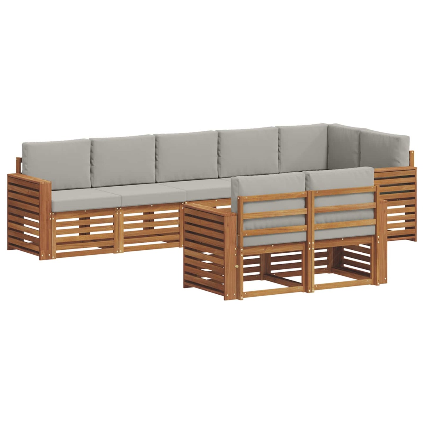 Set divani con cuscino 8 pcs Grigio Naturale e Chiaro