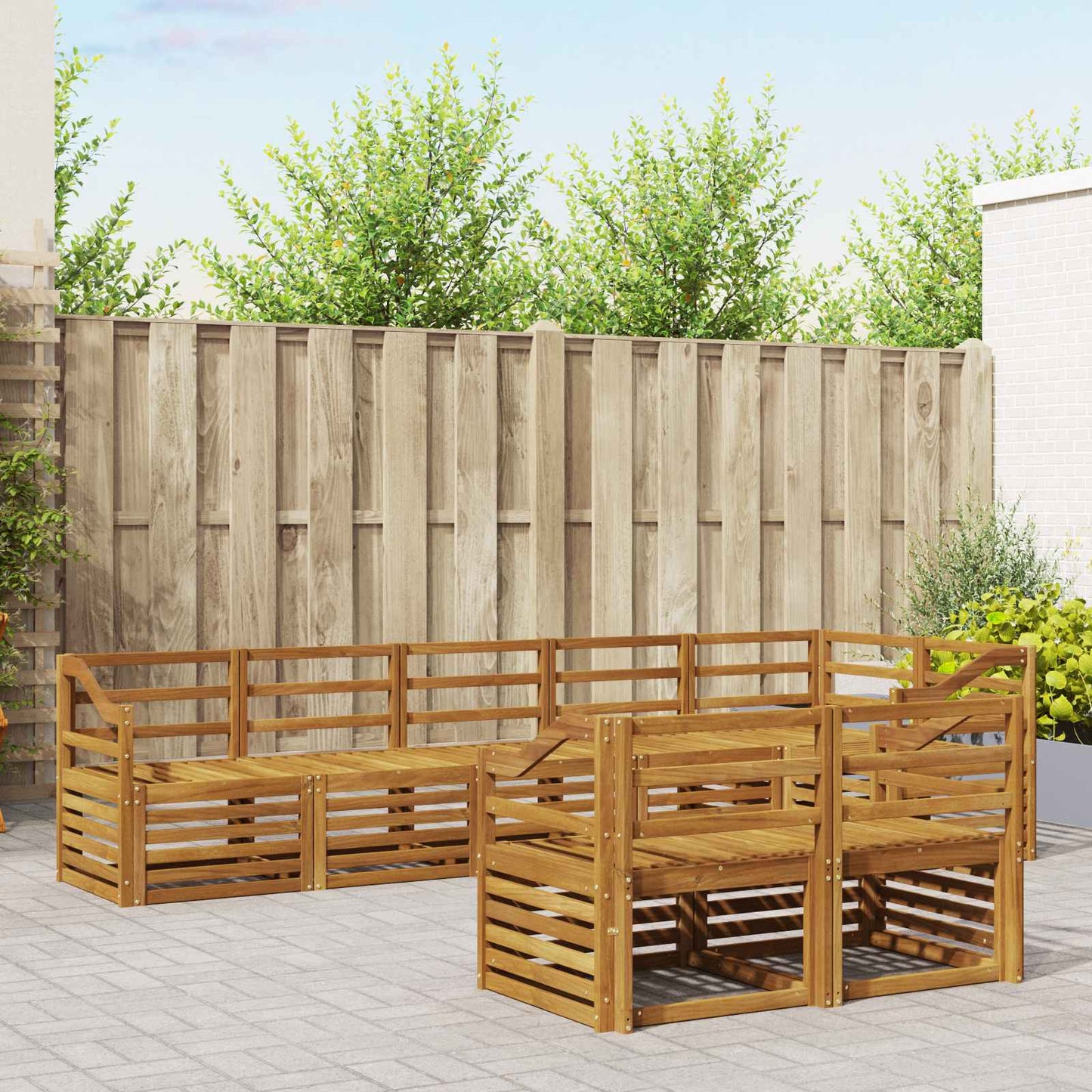Set divani 8 pcs Naturale Legno di Acacia Massello