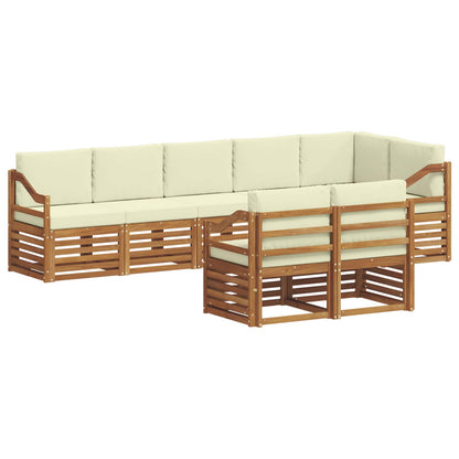 Set divani 8 pcs Naturale e Crema Legno di Acacia Massello