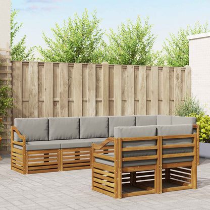 Set divani con cuscino 8 pcs Grigio Naturale e Chiaro