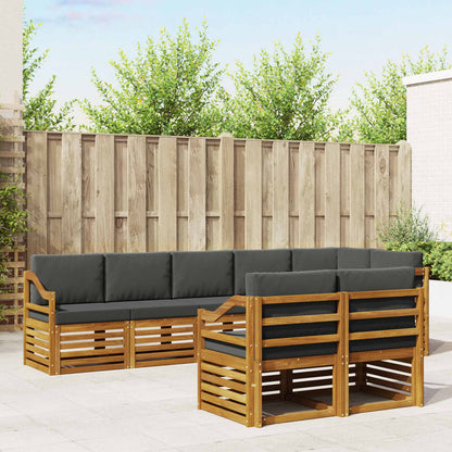 Set divani 8 pcs Naturale e Antracite Legno di Acacia Massello