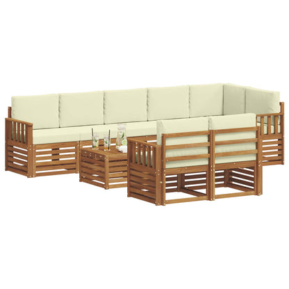 Set divani 9 pcs Naturale e Crema Legno di Acacia Massello