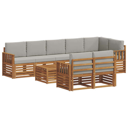 Set divani con cuscino 9 pcs Grigio Naturale e Chiaro