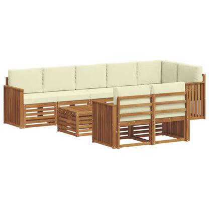 Set divani 9 pcs Naturale e Crema Legno di Acacia Massello