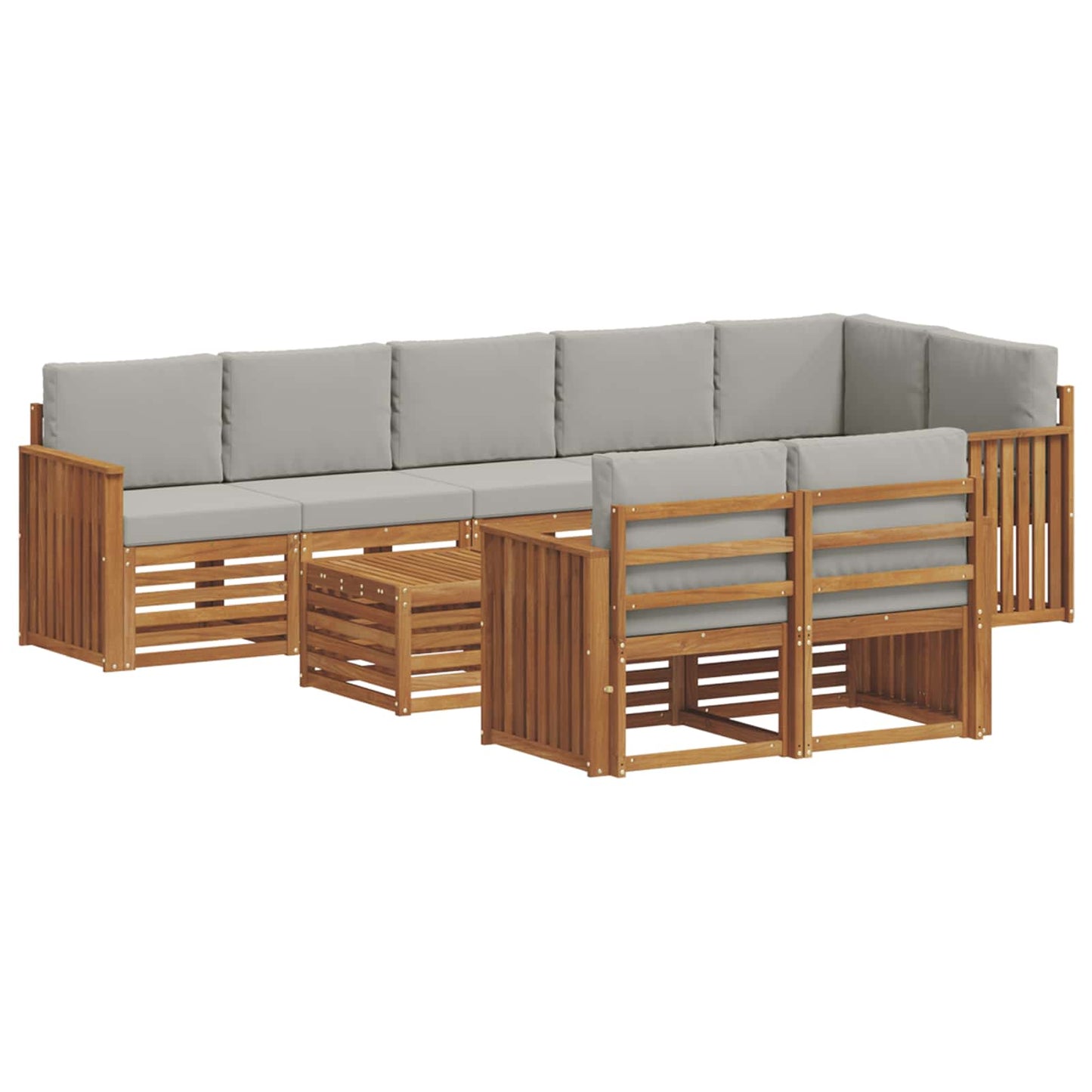 Set divani con cuscino 9 pcs Grigio Naturale e Chiaro