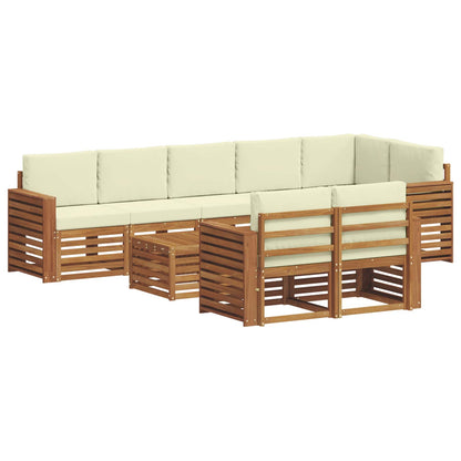 Set divani 9 pcs Naturale e Crema Legno di Acacia Massello