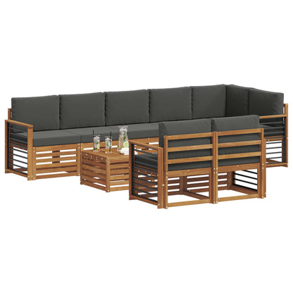 Set divani 9 pcs Naturale e Antracite Legno di Acacia Massello