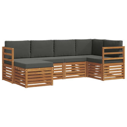 Set divani 6 pcs Naturale e Antracite Legno di Acacia Massello