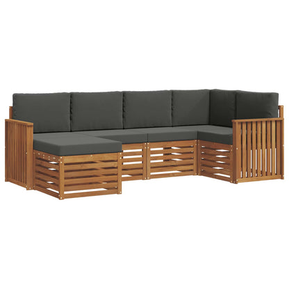 Set divani 6 pcs Naturale e Antracite Legno di Acacia Massello