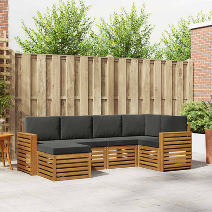 Set divani 6 pcs Naturale e Antracite Legno di Acacia Massello