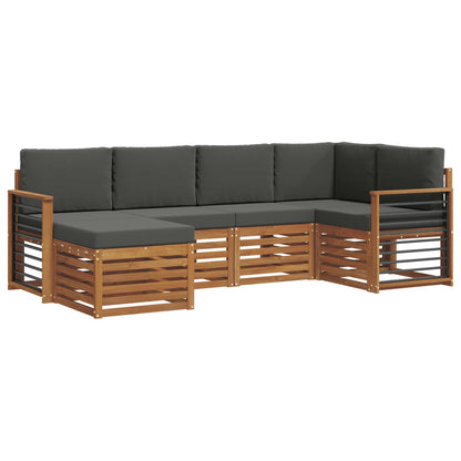 Set divani 6 pcs Naturale e Antracite Legno di Acacia Massello