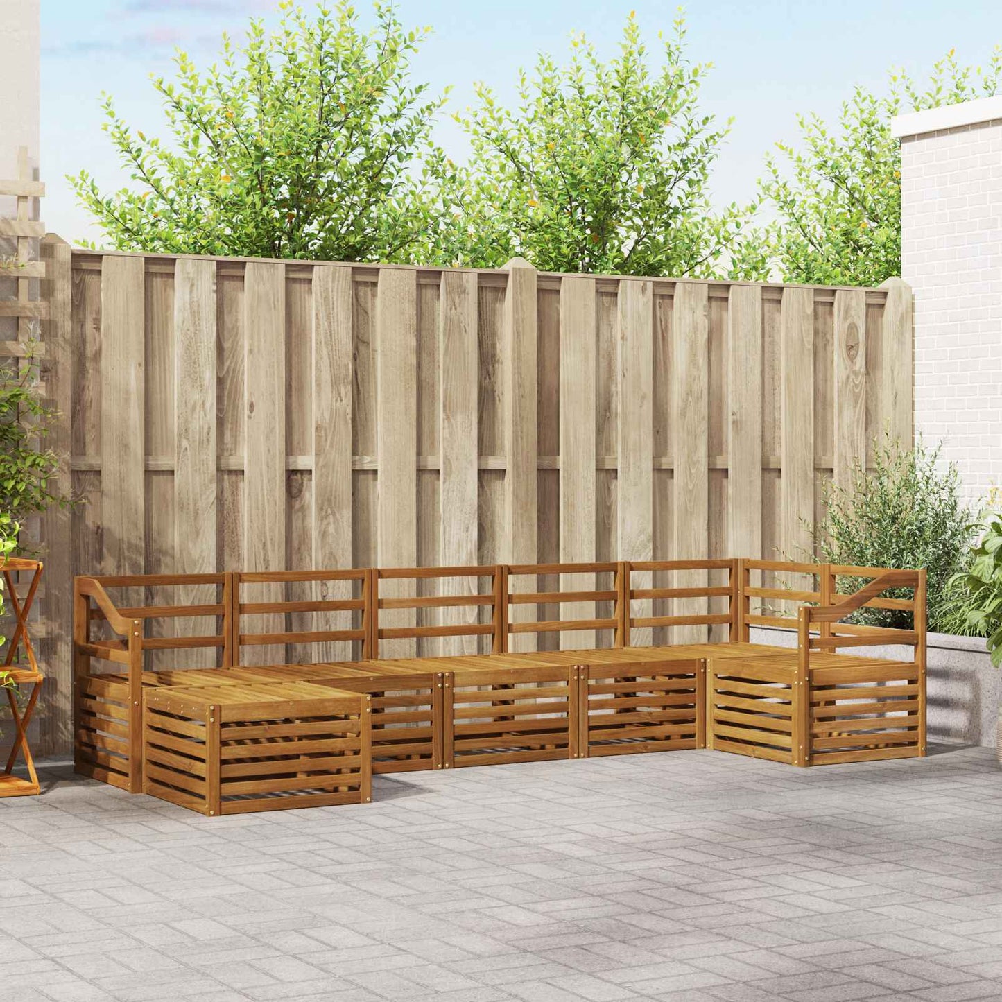 Set divani 7 pcs Naturale Legno di Acacia Massello