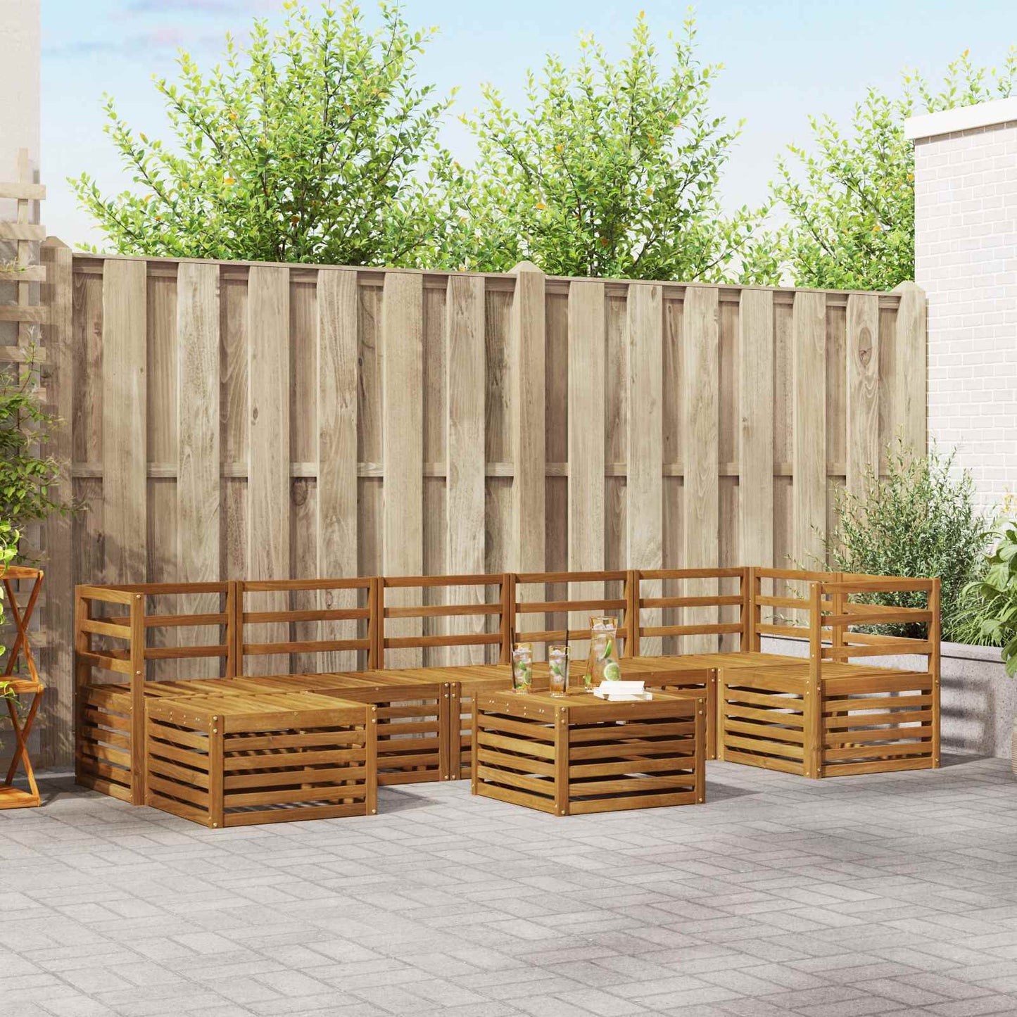 Set divani 8 pcs Naturale Legno di Acacia Massello